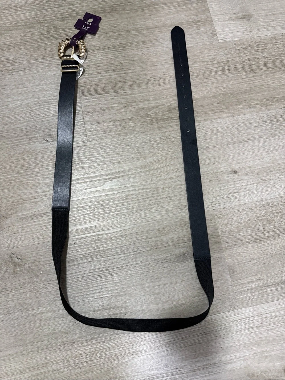 Ava & Viv Black Belt with Sculpted Gold Buckle
